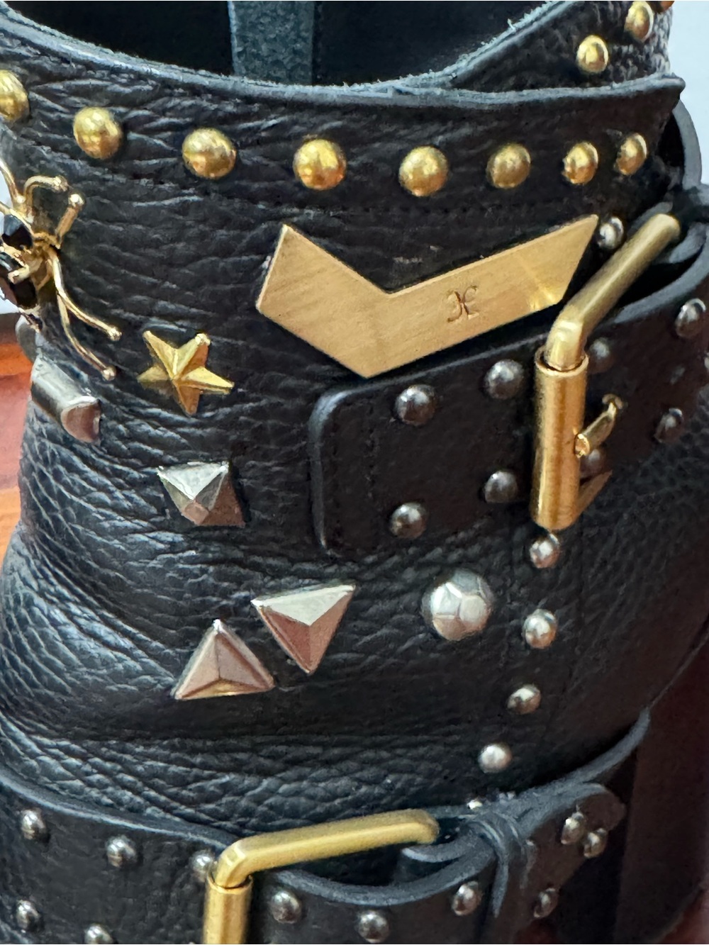 FABI Luxury Italian Leather Studded Ankle Boots 36 1/2 - Picture 6 of 8